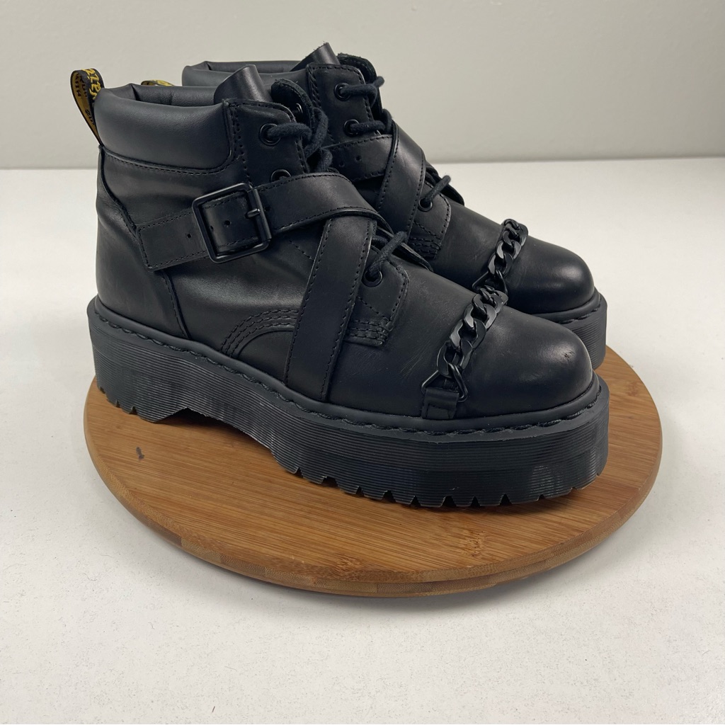 Dr Martens Beaumann Platform Cross Chain Quad Chunky Sole Boots